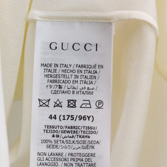 Gucci Spring 2022 Crêpe de Chine White Silk Ruffle Blouse - Picture 12 of 16